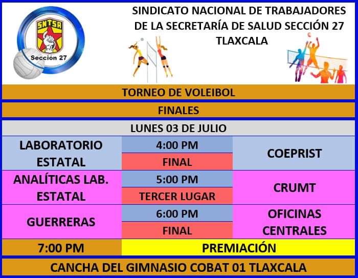Hoy, gran final del torneo de voleibol del SNTSA sección 27